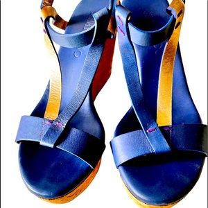 JIMMY CHOO Cork Wedge Sandals Made in Spain Sz 37